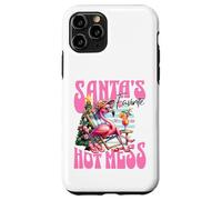 Santa's Favorite Hot Mess Funny Flamingo Christmas Cocktail Carcasa para iPhone 11 Pro