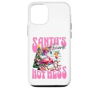 Santa's Favorite Hot Mess Funny Flamingo Christmas Cocktail Carcasa para iPhone 12/12 Pro