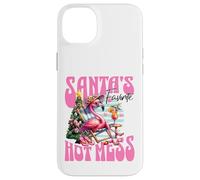 Santa's Favorite Hot Mess Funny Flamingo Christmas Cocktail Carcasa para iPhone 14 Plus