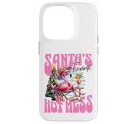 Santa's Favorite Hot Mess Funny Flamingo Christmas Cocktail Carcasa para iPhone 14 Pro