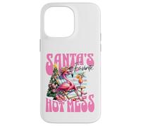 Santa's Favorite Hot Mess Funny Flamingo Christmas Cocktail Carcasa para iPhone 14 Pro MAX