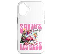 Santa's Favorite Hot Mess Funny Flamingo Christmas Cocktail Carcasa para iPhone 16