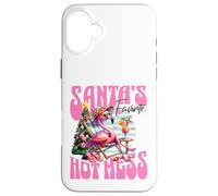 Santa's Favorite Hot Mess Funny Flamingo Christmas Cocktail Carcasa para iPhone 16 Plus