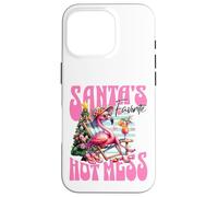 Santa's Favorite Hot Mess Funny Flamingo Christmas Cocktail Carcasa para iPhone 16 Pro