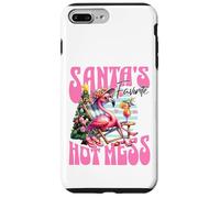 Santa's Favorite Hot Mess Funny Flamingo Christmas Cocktail Carcasa para iPhone 7 Plus/8 Plus
