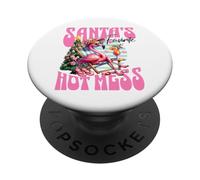 Santa's Favorite Hot Mess Funny Flamingo Christmas Cocktail PopSockets PopGrip Adhesivo