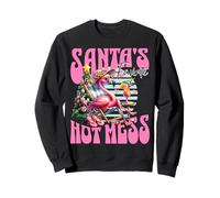 Santa's Favorite Hot Mess Funny Flamingo Christmas Cocktail Sudadera