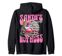 Santa's Favorite Hot Mess Funny Flamingo Christmas Cocktail Sudadera con Capucha