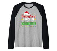 Santa's Favorite Housekeeper Funny Christmas Xmas Camiseta Manga Raglan