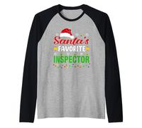 Santa's Favorite Inspector Funny Christmas Inspector Xmas Camiseta Manga Raglan