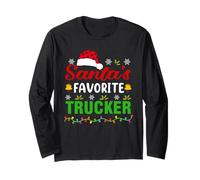 Santa's Favorite Trucker Funny Christmas Trucker Xmas Manga Larga
