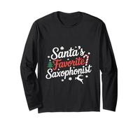 Santas Favorito Saxofonista Navidad Manga Larga