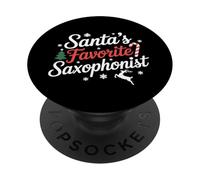 Santas Favorito Saxofonista Navidad PopSockets PopGrip Adhesivo