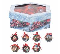 Santa's House - Juego de 7 Bolas de Navidad con Lazo, poliestireno expandido, diámetro de 7,5 cm