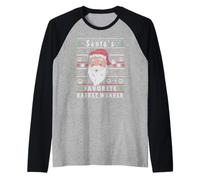 Santas Navidad FEA Cesta tejedora Camiseta Manga Raglan