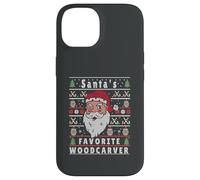 Santas Navidad Feo tallador de Madera Carcasa para iPhone 14