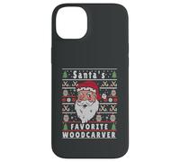 Santas Navidad Feo tallador de Madera Carcasa para iPhone 14 Plus