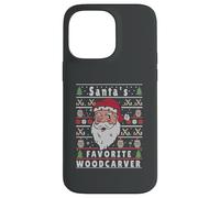 Santas Navidad Feo tallador de Madera Carcasa para iPhone 14 Pro MAX