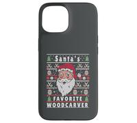 Santas Navidad Feo tallador de Madera Carcasa para iPhone 15
