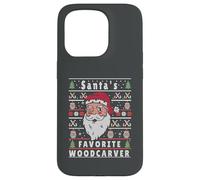 Santas Navidad Feo tallador de Madera Carcasa para iPhone 15 Pro