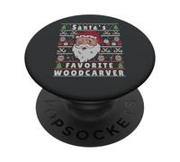 Santas Navidad Feo tallador de Madera PopSockets PopGrip Adhesivo