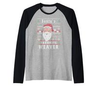 Santas Navidad Feo tejedor navideño Camiseta Manga Raglan