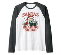 Santa's Reading Squad Festive Book Lover Holiday Hombres Mujeres Camiseta Manga Raglan