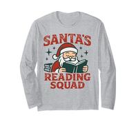 Santa's Reading Squad Festive Book Lover Holiday Hombres Mujeres Manga Larga