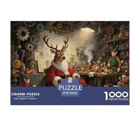 Santa's Reindeer Puzzle De Madera Impermeable Puzzles De 1000 Piezas Regalos para Adultos Imposible Rompecabezas Decoración del Hogar