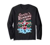 Santa's Running Crew Christmas Runner Costume Marathon Team Manga Larga