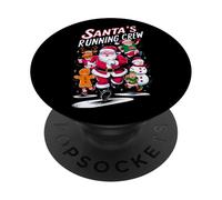 Santa's Running Crew Christmas Runner Costume Marathon Team PopSockets PopGrip Adhesivo
