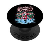 Santa's Running Crew Christmas Runner Costume Marathon Team PopSockets PopGrip Adhesivo