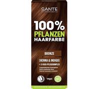 SANTE Naturkosmetik Coloración vegana para el cabello 100% vegetal en polvo 03 bronce, con henna orgánica e índigo, tono bronce duradero, cobertura natural de las canas y brillo, con complejo de