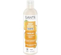 SANTE Naturkosmetik Deep Repair - Champú escualano + complejo de proteínas de 3 capas, champú vegano para el cuidado del cabello suave y brillante, repara el cabello seco y dañado, 250 ml