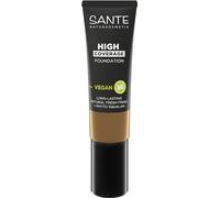SANTE Naturkosmetik High Coverage Natural Foundation 08 Warm Chestnut, base vegana con biopéptidos, alto poder cubriente y acabado natural, fórmula cuidadosa y duradera, 25 ml