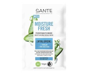 SANTE Naturkosmetik Mascarilla hidratante Moisture Fresh con hialurón, escualano y aloe vera orgánico, mascarilla nutritiva, mascarilla nutritiva para una hidratación intensa y piel suave, 2 x 4 ml