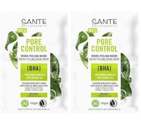 SANTE Naturkosmetik Pore Control BHA Micro Peeling Mask, con té verde orgánico mate, complejo BHA y niacinamida, mascarilla vegana para pieles mixtas, limpieza facial refinadora de poros, 8 ml