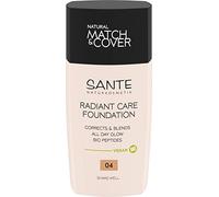 SANTE Naturkosmetik Radiant Care Foundation 04 Rose Amber, base vegana con péptidos orgánicos y aceites de, para una piel radiante, fórmula nutritiva y sostenible, 30 ml