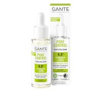 SANTE Naturkosmetik Sérum facial con efecto de niacinamida orgánica y flor de ganso orgánico, serum facial para una tez uniforme y poros refinados, suero Pore Control Perfector 30 ml