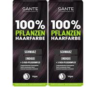 SANTE Naturkosmetik Tinte para el pelo vegetal, negro, 100 g, coloración natural con índigo, color de pelo sin amoniaco ni peróxidos, vegano y dermatológicamente probado (Paquete de 2)