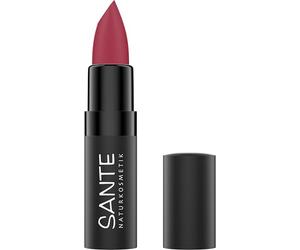 SANTE Naturkosmetik Ultra Matt Lipstick 06 Intense Cherry - Pintalabios mate en polvo para un acabado natural, cuidado de labios con escualano y ácido hialurónico, 4,55 g