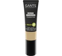 SANTE Naturkosmetik High Coverage Foundation 02 Warm Ivory - Base de maquillaje ligera y altamente pigmentada con acabado natural, con fitoesalano, vegano y dermatológicamente probado