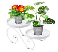 Santentre 2 Niveles Soporte Plantas Interior, Metal Soporte Macetas Interior Exterior, Antióxido Soporte Plantas, Soporte Macetas para Múltiples Plantas,Estante de Exhibición Estanteria Plantas