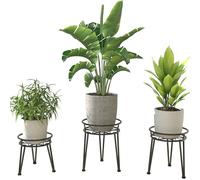 Santentre 3 Paquetes Metal Soporte Plantas Interior, Antióxido Soporte Macetas Interior Exterior, Tarea pesada Soporte Plantas, Negro Soporte Macetas para Múltiples Plantas, Jardín Estanteria Plantas