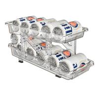 Santentre Ancho Ajustable Organizador Nevera Dispensador Latas Nevera, Balanceo Automático Organizador Latas Nevera, 2 Niveles Dispensador de Latas Para Frigorifico, Porta Latas Nevera 500ML Cerveza
