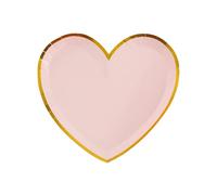 Santex 10 Platos de Papel corazón Rosa y Dorado 22,5 x 20 cm