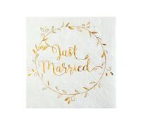 SANTEX 6334-3, bolsa de 20 pequeñas toallas Just Married metalizadas