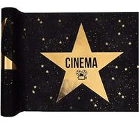 Santex - Camino de mesa para boda, diseño de Star Hollywood, color negro y dorado