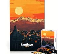Santiago, Chile Atardecer Rompecabezas de 1000 Piezas para Adolescentes Rompecabezas fácil de armar Ocio Limpio Corte Santa Deseo Regalo (38x26cm)