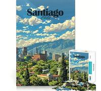 Santiago, Chile Horizonte Rompecabezas para Adolescentes 1000 Piezas Rompecabezas Mental Casual Relax Imagen de ensamblaje Regalo conmovedor (50x75cm)